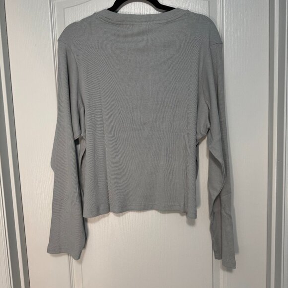 Realessentials 3X Gray 100% Cotton Rib Long Sleeve Crop Crew plus Size 3X - Picture 4 of 4